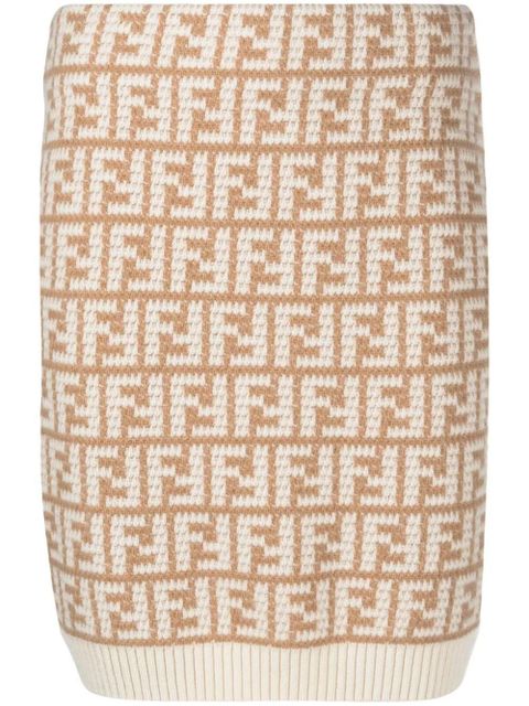 FENDI FF-logo pattern knit skirt - Neutrals - zdjęcie produktu nr 1