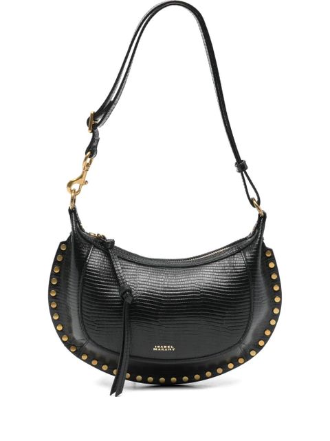 ISABEL MARANT Oskan lizard-effect studded shoulder bag - Black - zdjęcie produktu nr 1