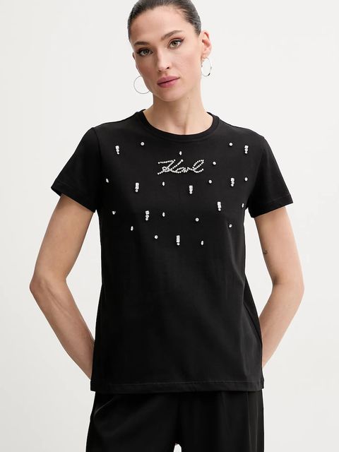 Karl Lagerfeld t-shirt bawełniany damski kolor czarny A2W17120 - zdjęcie produktu nr 1