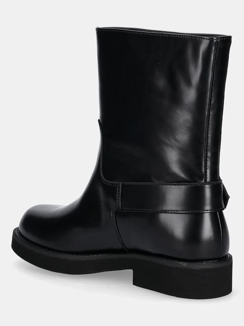 BOSS botki skórzane Eleri damskie kolor czarny na płaskim obcasie 50548759 - zdjęcie produktu nr 2