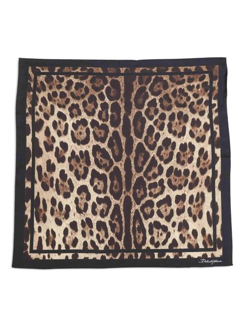 Dolce & Gabbana logo leopard-print scarf - Brown - zdjęcie produktu nr 2