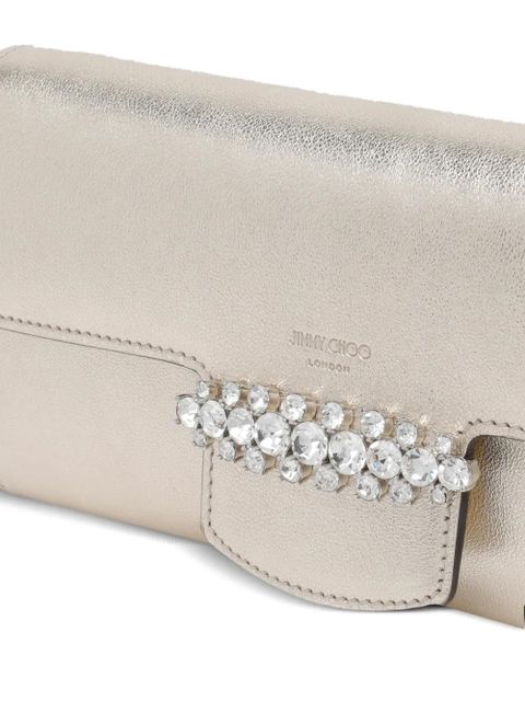 Jimmy Choo crystal-embellished chain wallet - Gold