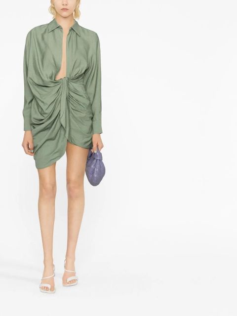 Jacquemus La Robe Bahia draped shirtdress - Green - zdjęcie produktu nr 2