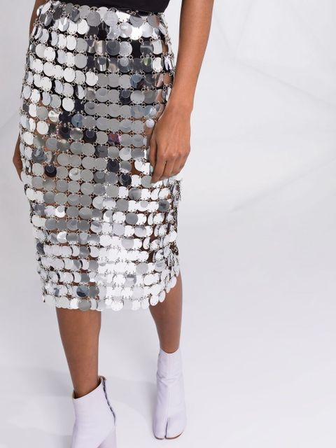 Rabanne mirror-effect sequin midi skirt - Grey
