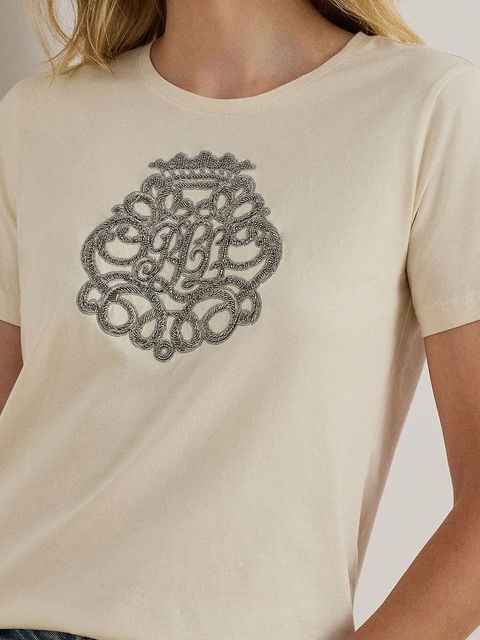 Lauren Ralph Lauren t-shirt bawełniany damski kolor beżowy 200980211 - zdjęcie produktu nr 2