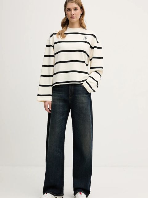 Tommy Hilfiger longsleeve kolor beżowy WW0WW48431 - zdjęcie produktu nr 2