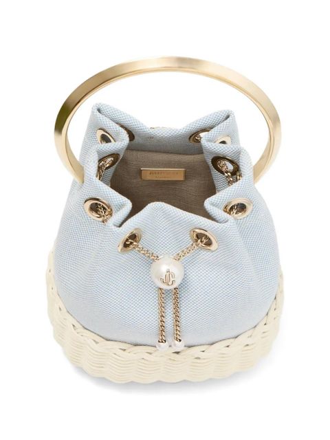 Jimmy Choo wicker handle bucket bag - Blue
