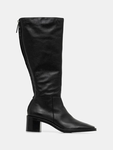 Calvin Klein kozaki skórzane BLOCK HEEL KNEE BOOT LTH - zdjęcie produktu nr 1