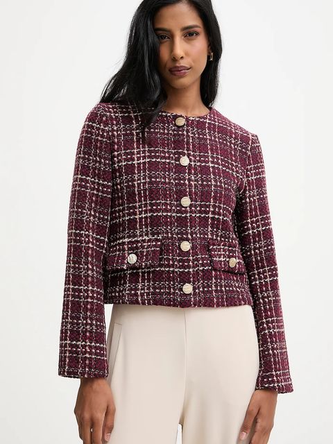 Answear.LAB marynarka kolor bordowy jednorzędowa wzorzysta