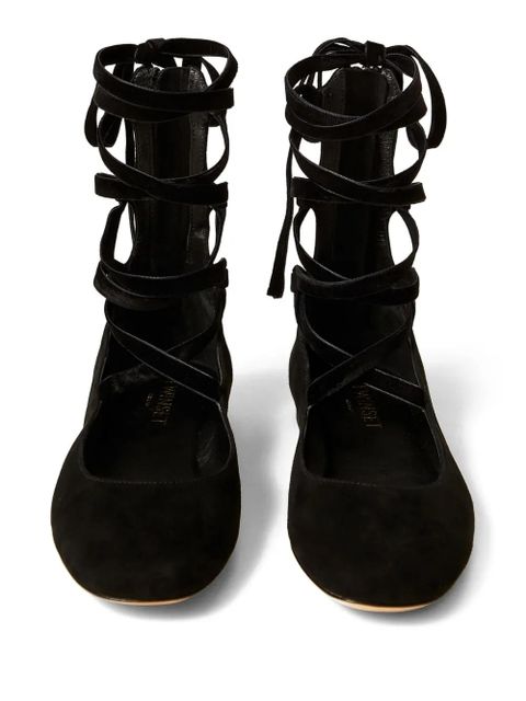 TWINSET lace-up suede ballet flats - Black