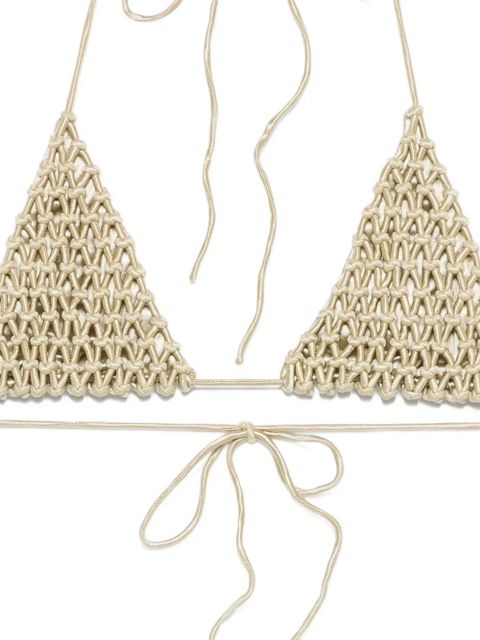 Isa Boulder macramé triangle bikini top - Neutrals