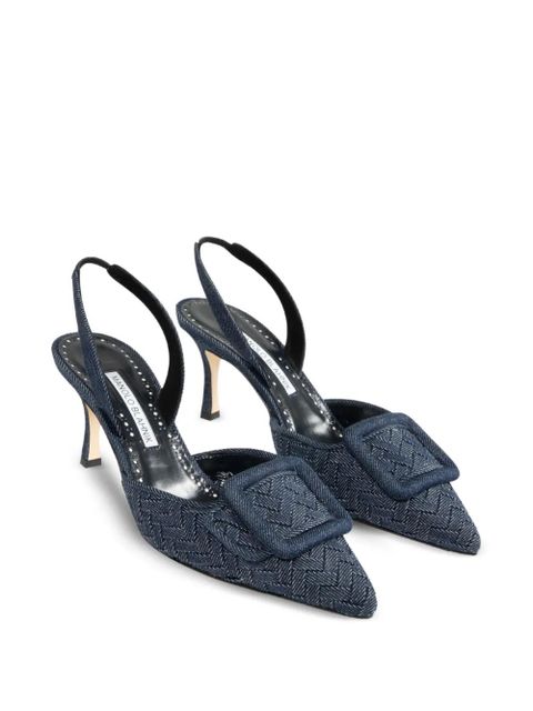 Manolo Blahnik 70mm slingback woven pumps - Blue