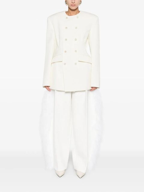 Jacquemus feather-trim trousers - White