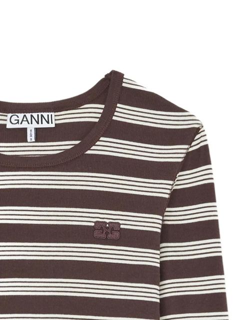 GANNI striped long-sleeve T-shirt - Brown - zdjęcie produktu nr 2