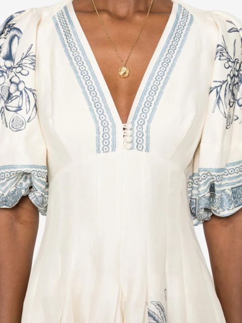 ALEMAIS V-neck patterned mini dress - Neutrals