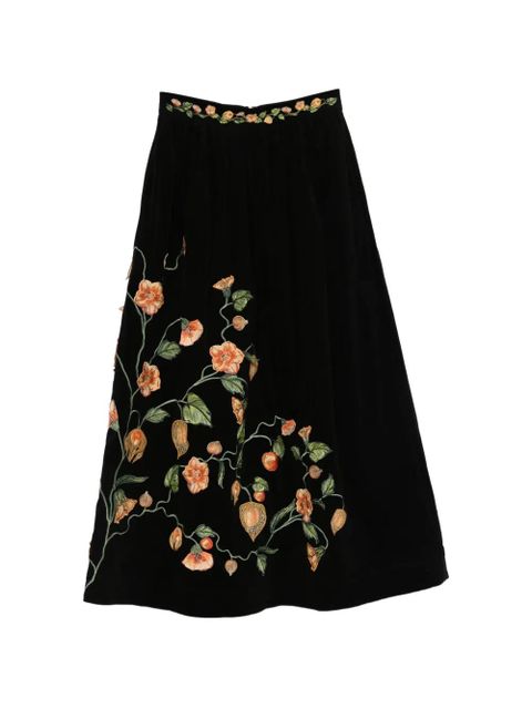 Agua By Agua Bendita Tangelo Uchuva floral embroidered skirt - Black - zdjęcie produktu nr 1