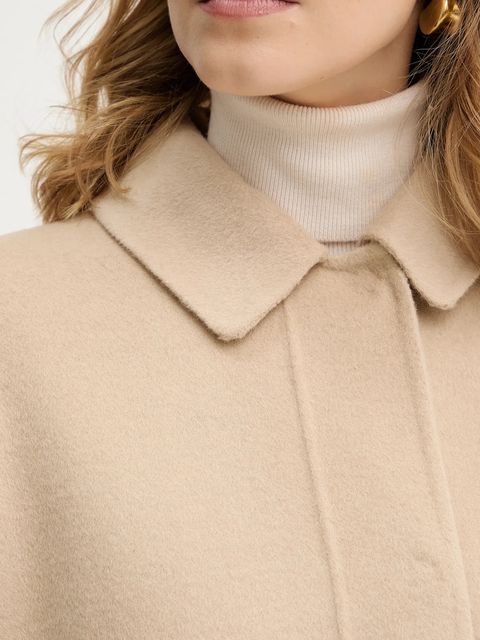 BOSS płaszcz wełniany damski kolor beżowy przejściowy 50543170