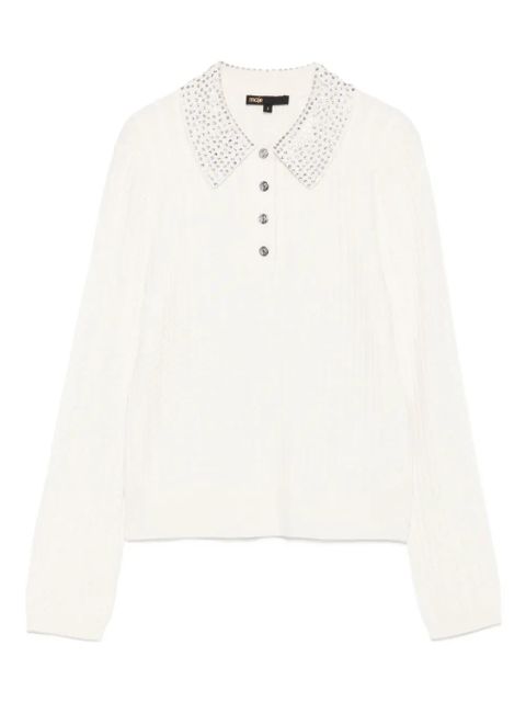 Maje embellished-collar polo top - White - zdjęcie produktu nr 1