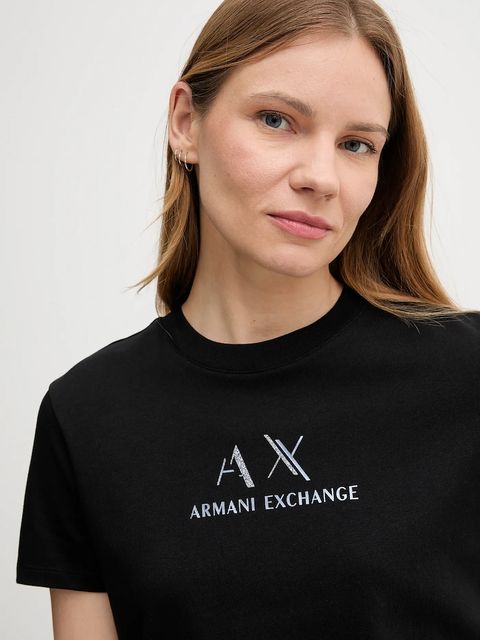 Armani Exchange t-shirt bawełniany damski kolor czarny XW001345 AF16356