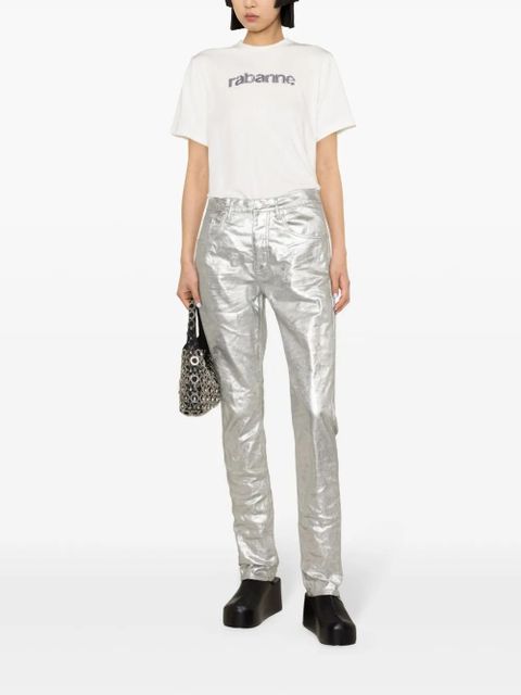 Rabanne sequined-logo cotton T-shirt - White