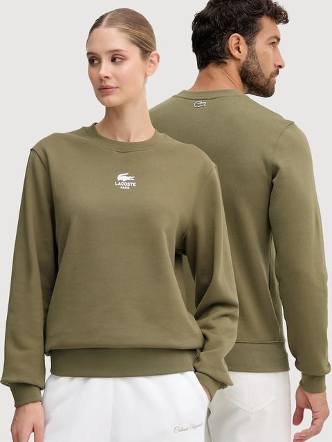 Lacoste bluza bawełniana kolor zielony z nadrukiem SH2736 - zdjęcie produktu nr 1