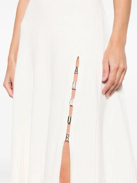 Maje Amour ribbed-knitted midi dress - White