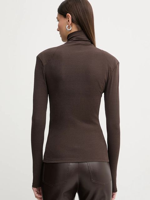 Nanushka bluzka damska kolor brązowy gładka NW25FWTP20577