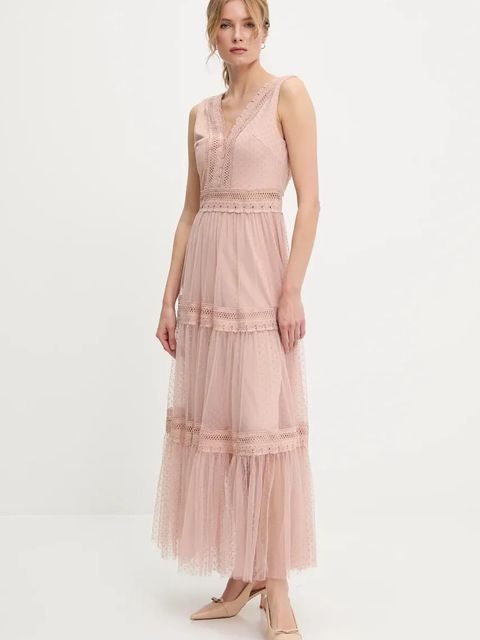 Answear.LAB sukienka kolor różowy maxi rozkloszowana - zdjęcie produktu nr 1