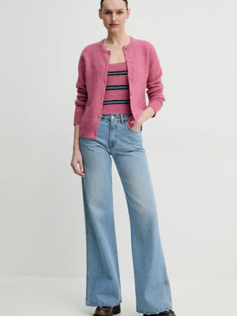 Samsoe Samsoe kardigan wełniany NOR kolor różowy lekki F16422744