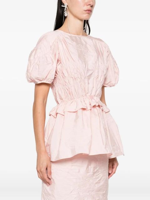 Cecilie Bahnsen puff-sleeve ruffled top - Pink
