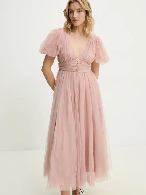 Answear.LAB sukienka kolor beżowy maxi rozkloszowana - zdjęcie produktu nr 1