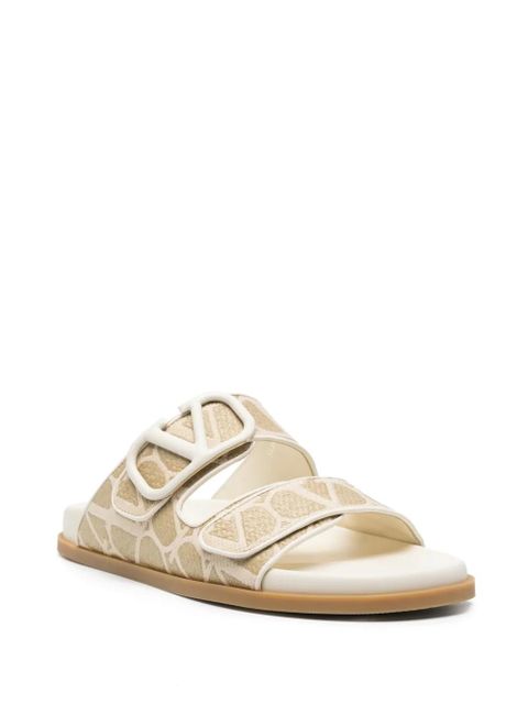 Valentino Garavani Toile Iconographe jacquard slides - Neutrals