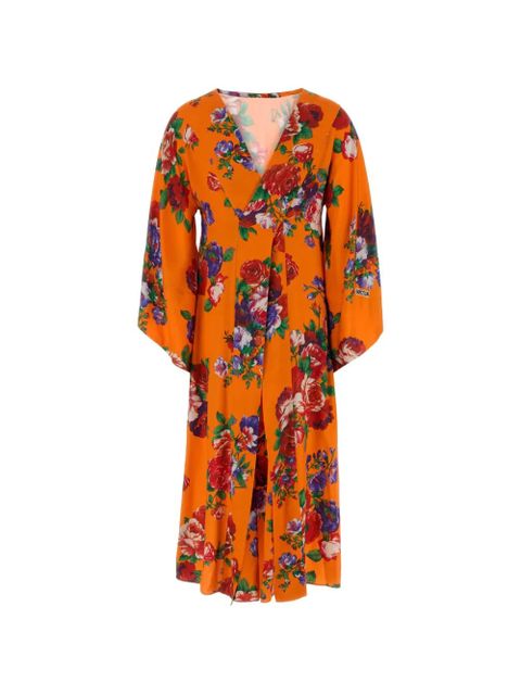 Moschino floral-print V-neck midi dress - Orange - zdjęcie produktu nr 1