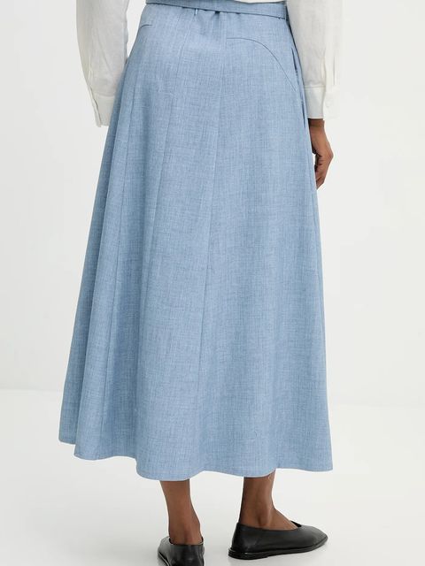 Answear.LAB spódnica kolor niebieski midi rozkloszowana