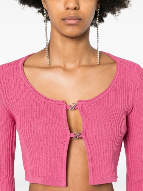 Blumarine logo-plaque cropped cardigan - Pink