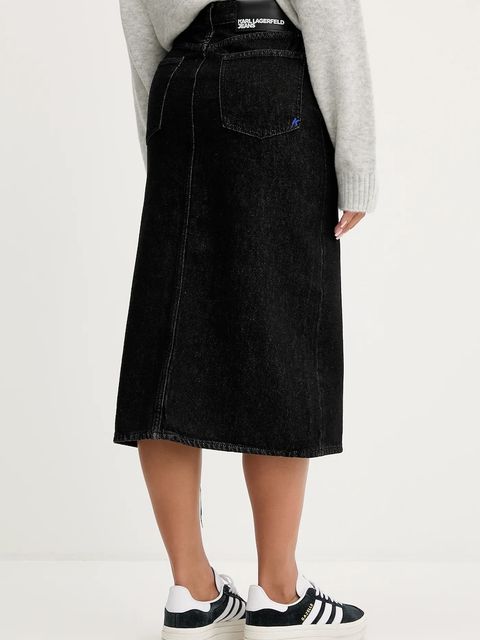 Karl Lagerfeld Jeans spódnica jeansowa kolor czarny midi prosta A4W12002 - zdjęcie produktu nr 2
