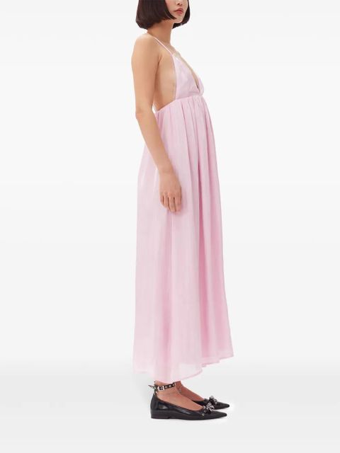 GANNI metallic-effect maxi dress - Pink