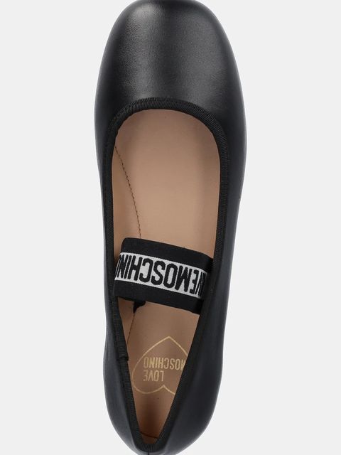 Love Moschino baleriny skórzane kolor czarny JA11071G0MIE0000