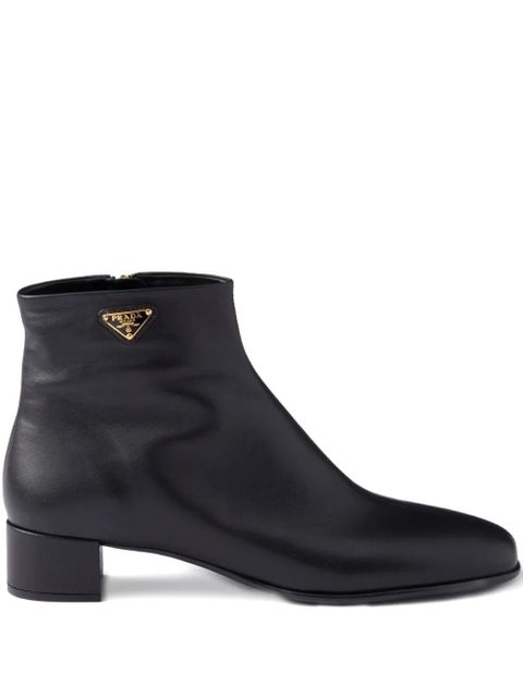 Prada triangle-logo zip ankle boots - Black - zdjęcie produktu nr 1