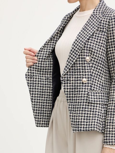 Morgan marynarka kolor beżowy jednorzędowa wzorzysta VJEAN.F