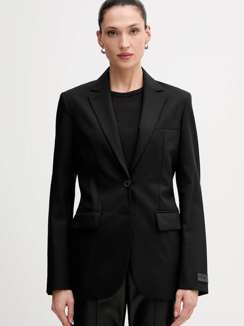 Kenzo marynarka wełniana kolor czarny jednorzędowa FF52VE2619RA.99