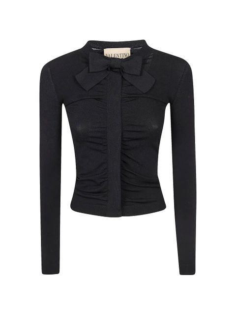 Valentino Garavani bow-detail gathered top - Black - zdjęcie produktu nr 1