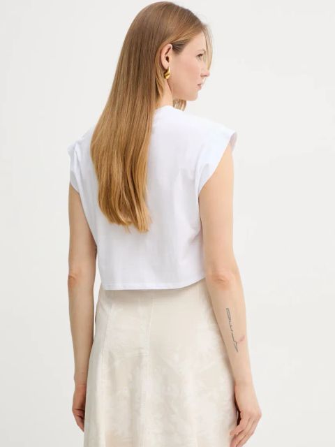 Twinset t-shirt bawełniany damski kolor biały 251TT2043