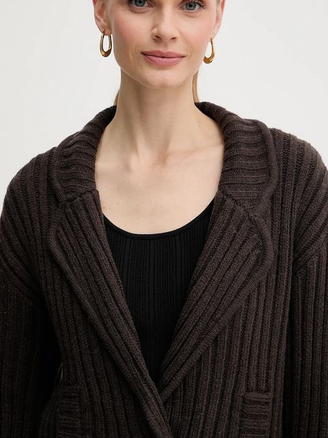 Silvian Heach kardigan z domieszką wełny DURMAZ damski kolor brązowy ciepły GPA25291GC