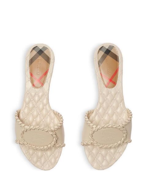 Burberry leather Knight stamp slides - Neutrals