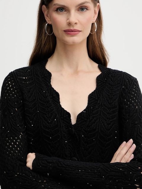 Fracomina kardigan damski kolor czarny ciepły FS25WT8016K53801