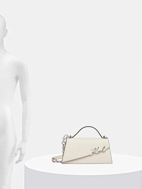 Karl Lagerfeld torebka skórzana K/SIGNATURE kolor beżowy A1W30458