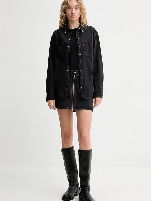 Levi's spódnica jeansowa kolor czarny mini ołówkowa 003RP