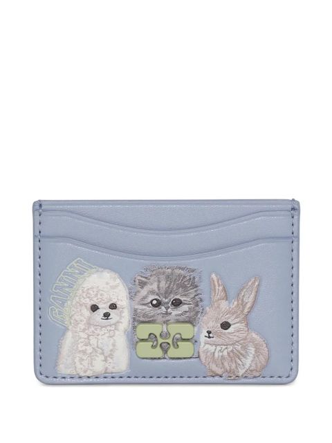 GANNI leather card holder - Purple