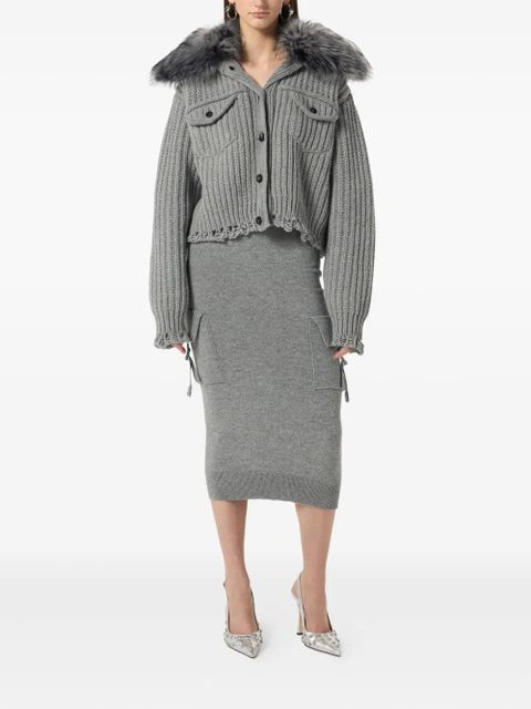 Blumarine cropped ribbed cardigan - Grey